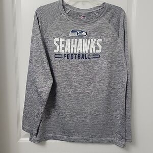 Majestic NFL Long Sleeve Seattle Seahawks Heather Gray T-Shirt Mens Size Large